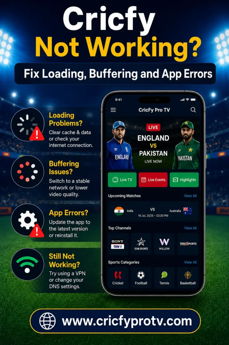 Cricfy Not Working? Fix Loading, Buffering and App Errors