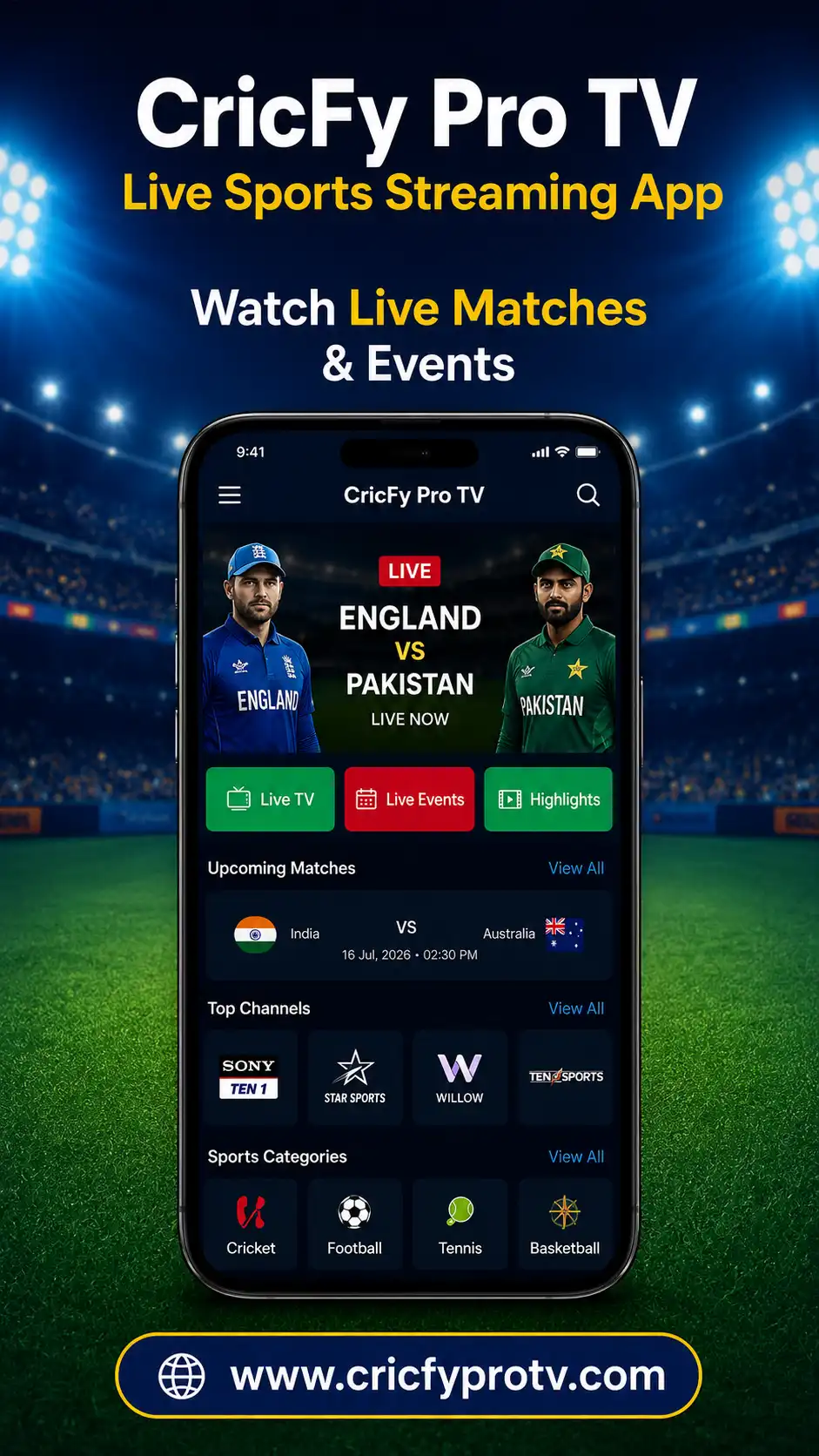 Cricfy TV live sports application preview