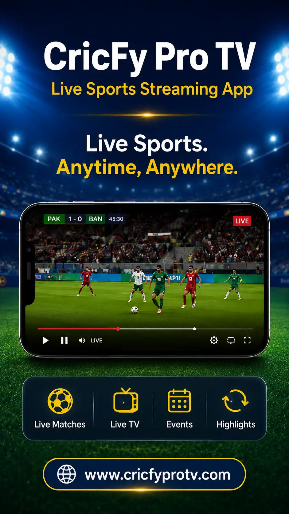 Cricfy TV sports streaming interface